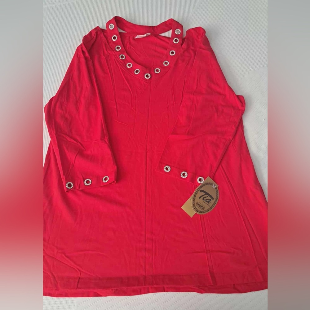 Tia Designs Red Embellished Tunic